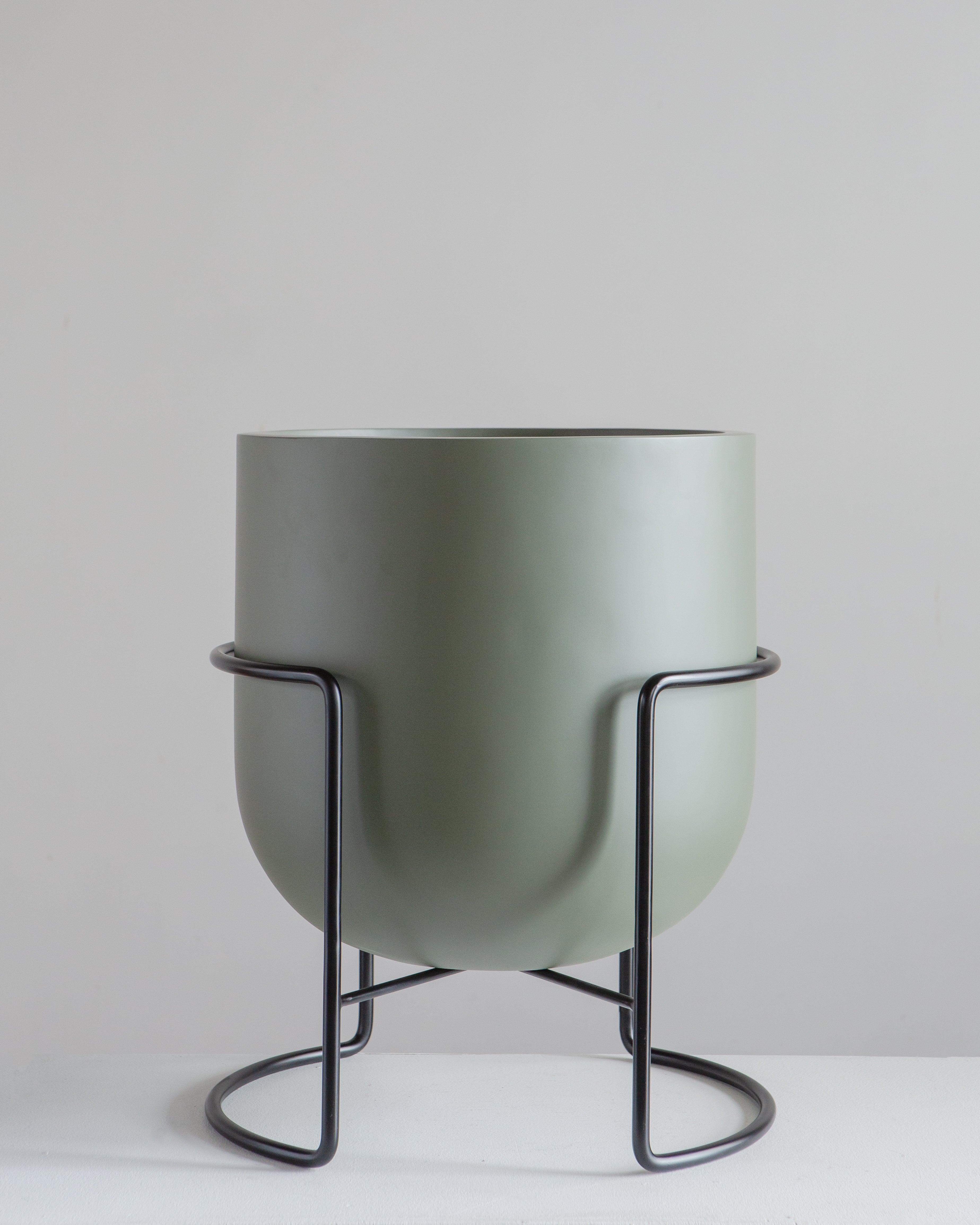 ROTUNDA WITH STAND - SAGE/ Black Stand, Large 16.3 x 16.3 x 19.9 in
