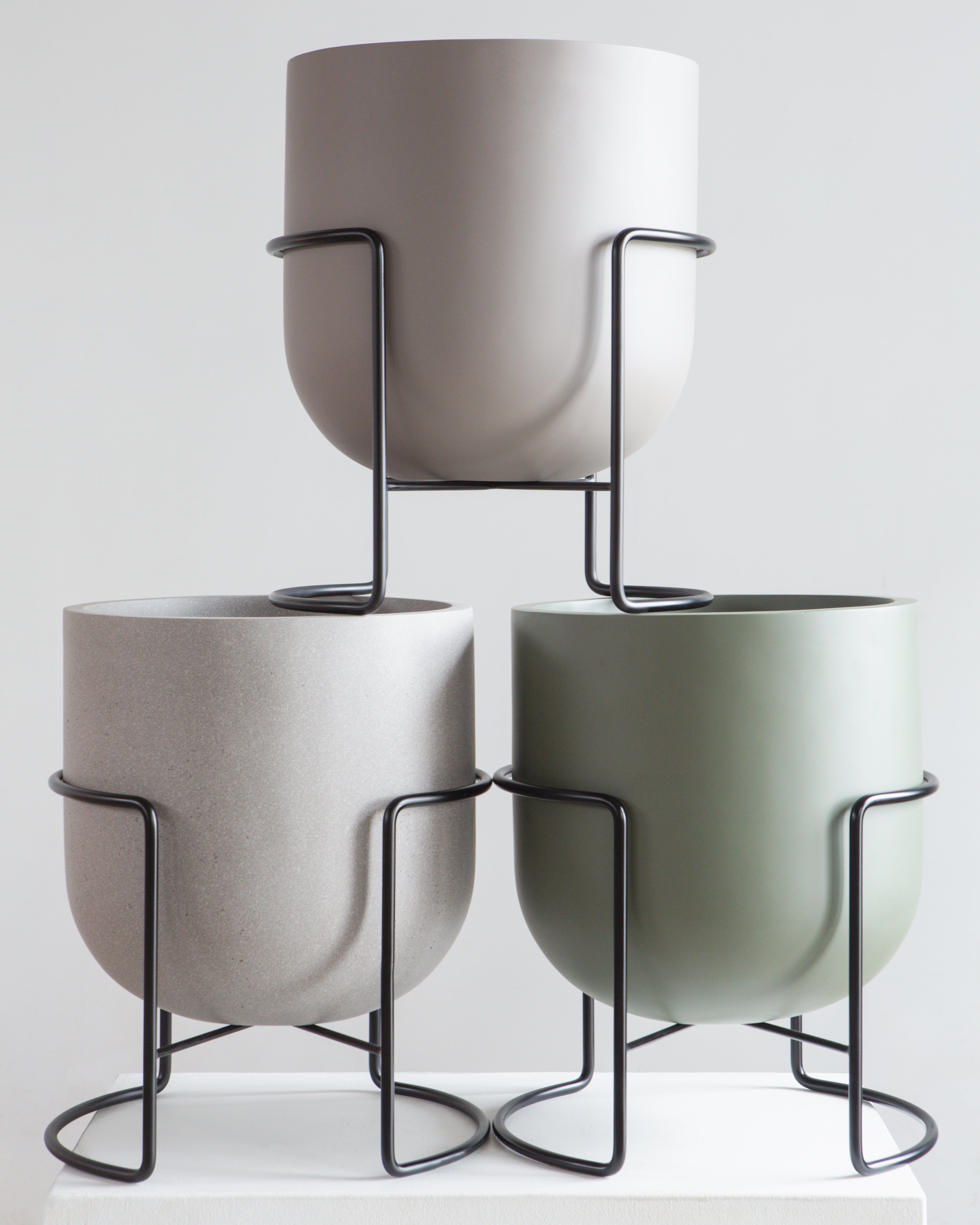 ROTUNDA WITH STAND - SAGE/ Black Stand, Large 16.3 x 16.3 x 19.9 in