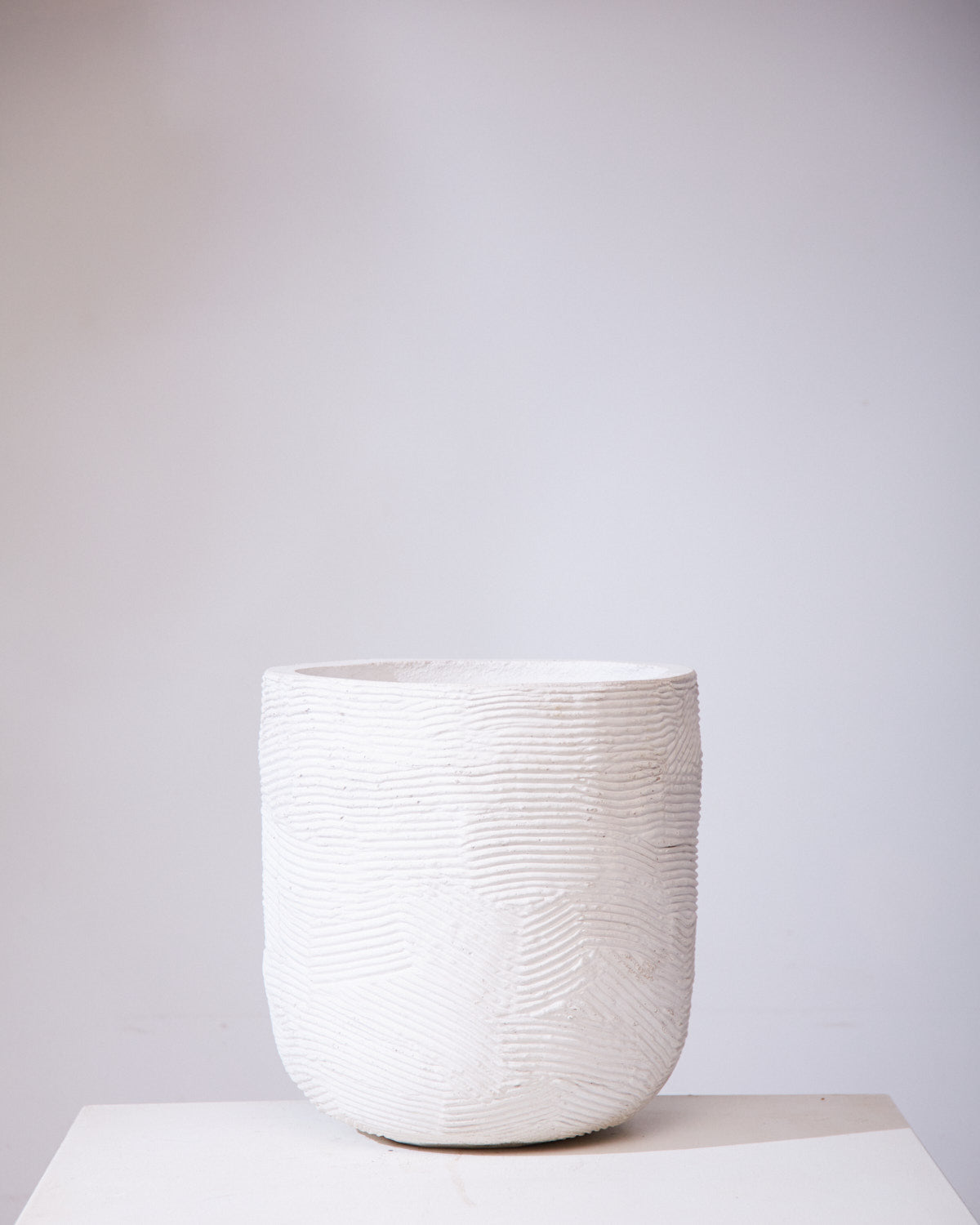 Greta White Textured Planter with Drainage | 15 inch Diameter