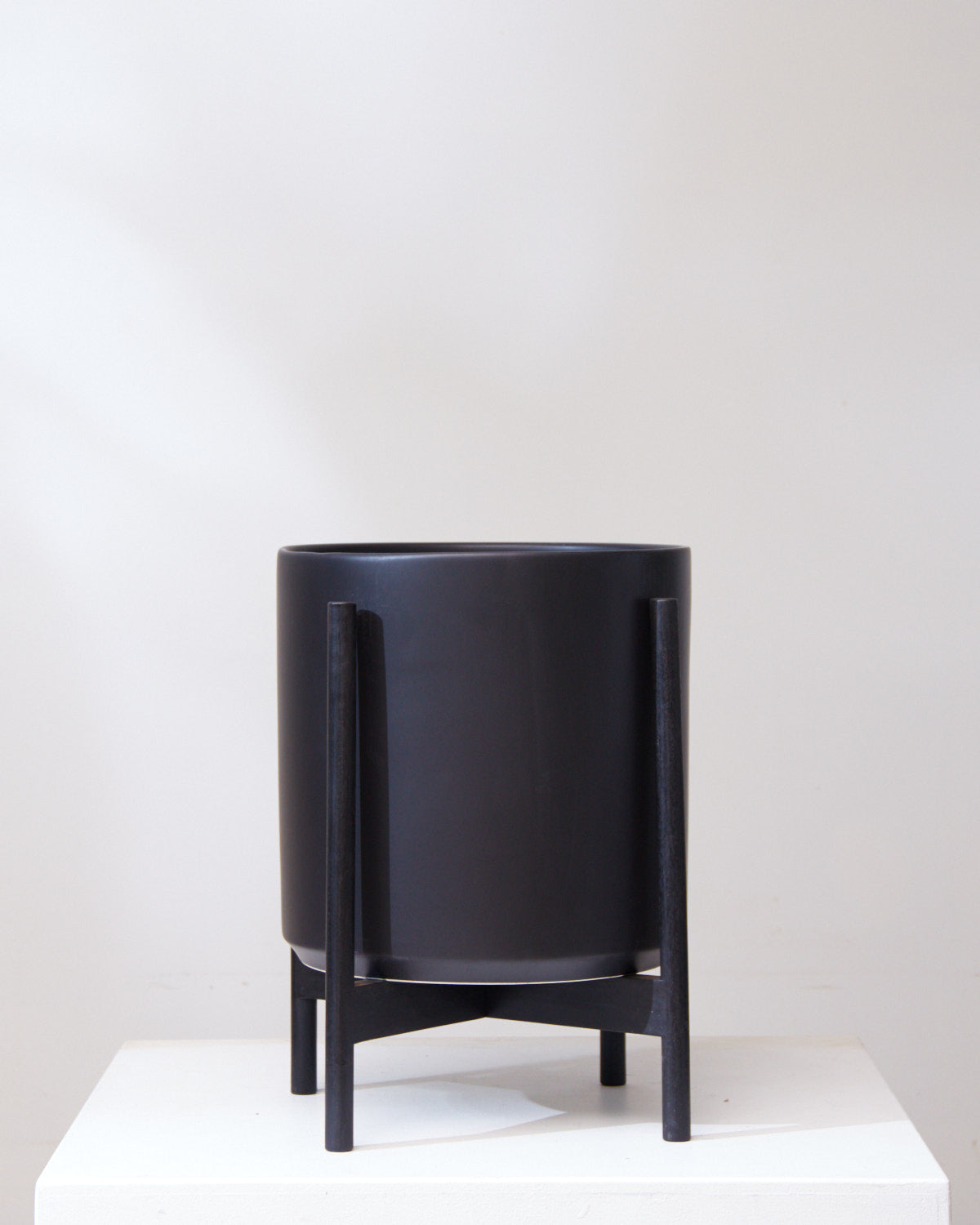 14 Inch REVIVAL CERAMICS BLACK CYLINDER WITH BLACK STAND - Large
