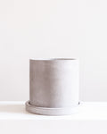Marta Gray Concrete Planter with Drainage and Tray | 14 inch Nursery Pot