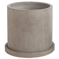 Marta Gray Concrete Planter with Drainage and Tray | 14 inch Nursery Pot