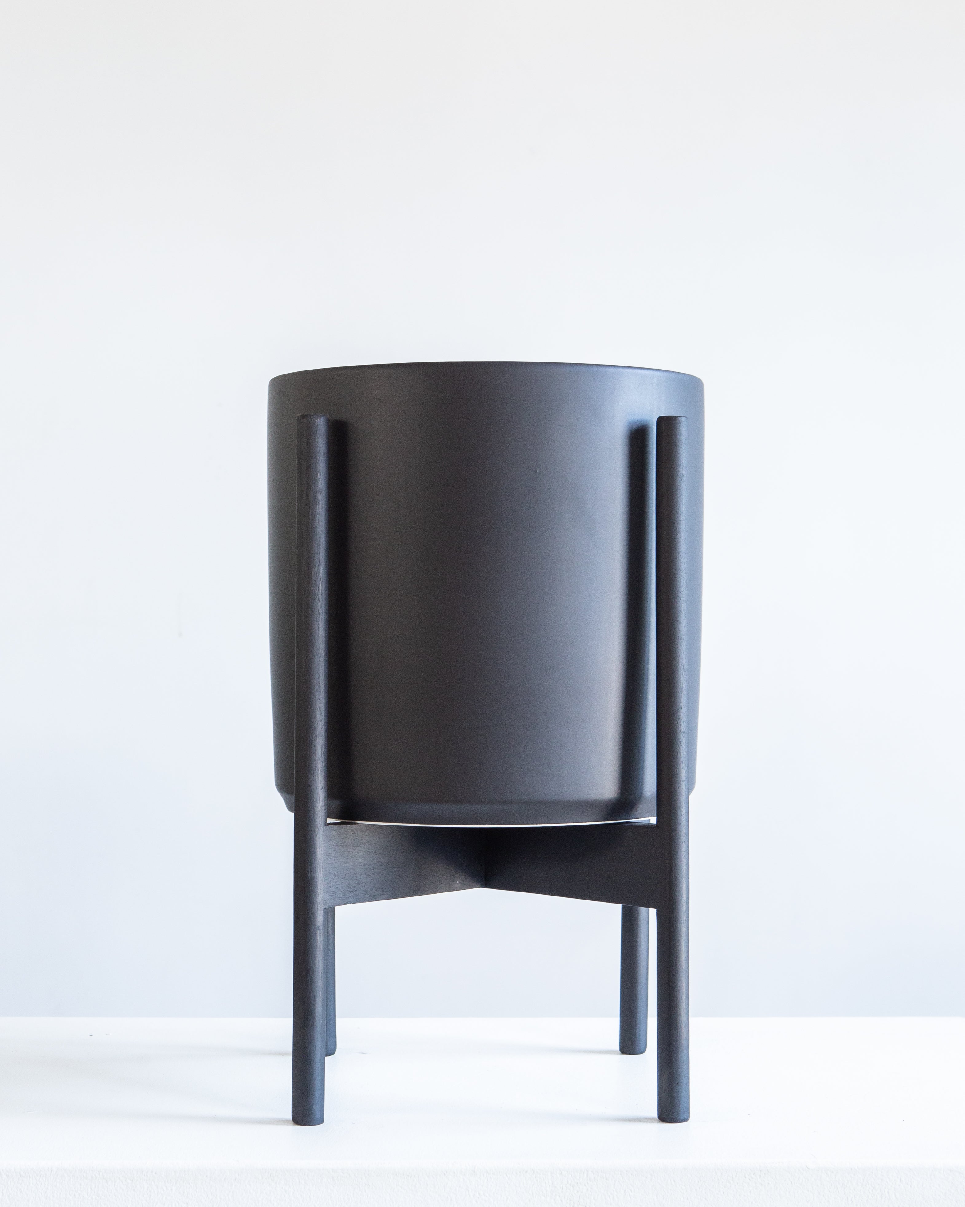 10 Inch REVIVAL CERAMICS BLACK CYLINDER WITH BLACK STAND - Medium