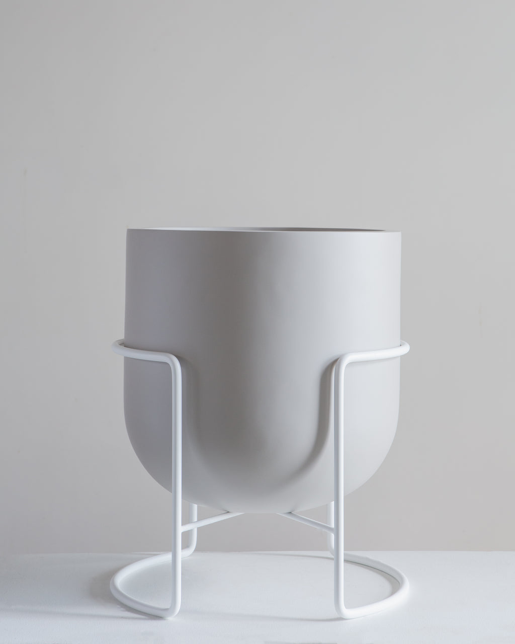 ROTUNDA WITH STAND - PUMICE STONE / White Stand, Large 16.3 x 16.3 x 19.9 in