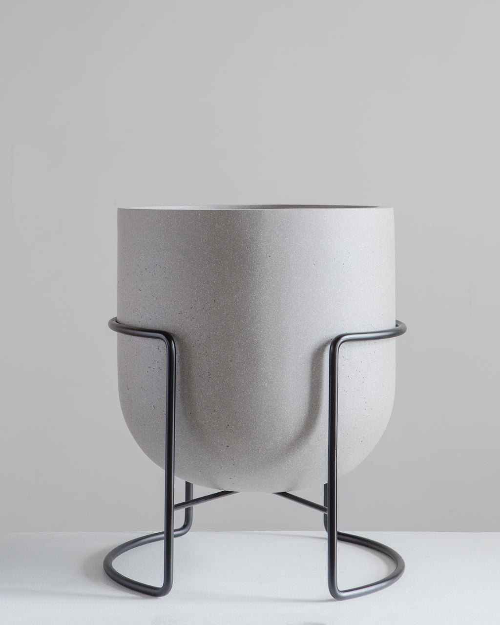 ROTUNDA WITH STAND - CEMENT GREY/ Black Stand, Large 16.3 x 16.3 x 19.9 in