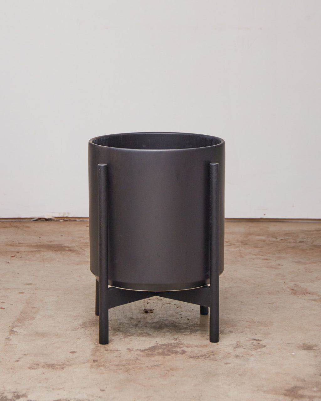 12 Inch REVIVAL CERAMICS BLACK CYLINDER WITH BLACK STAND - Medium