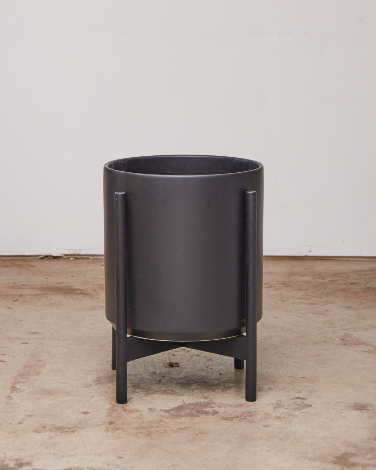 12 Inch REVIVAL CERAMICS BLACK CYLINDER WITH BLACK STAND - Medium