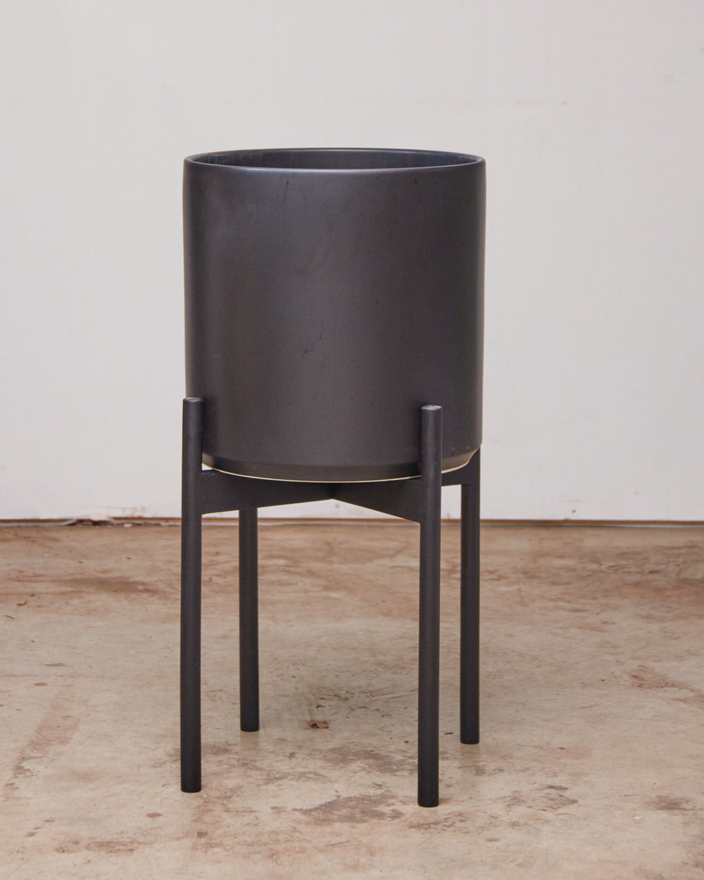 12 Inch REVIVAL CERAMICS BLACK CYLINDER WITH BLACK STAND - Medium