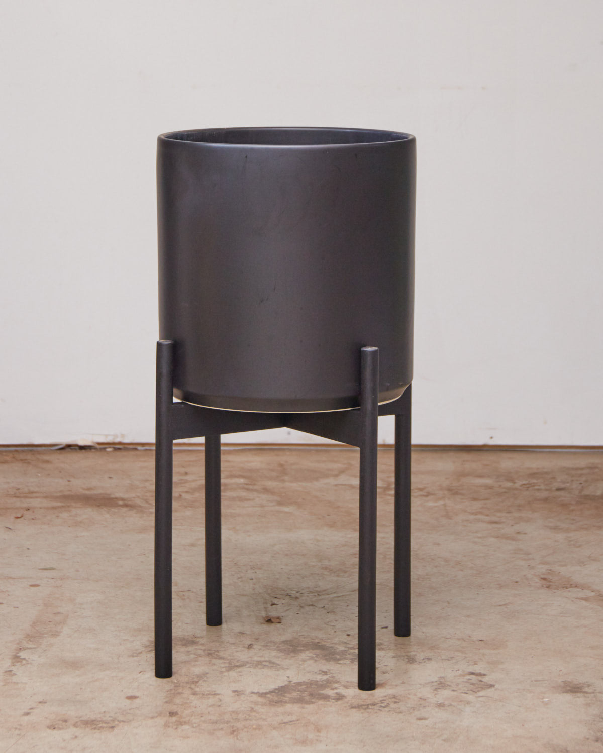 12 Inch REVIVAL CERAMICS BLACK CYLINDER WITH BLACK STAND - Medium