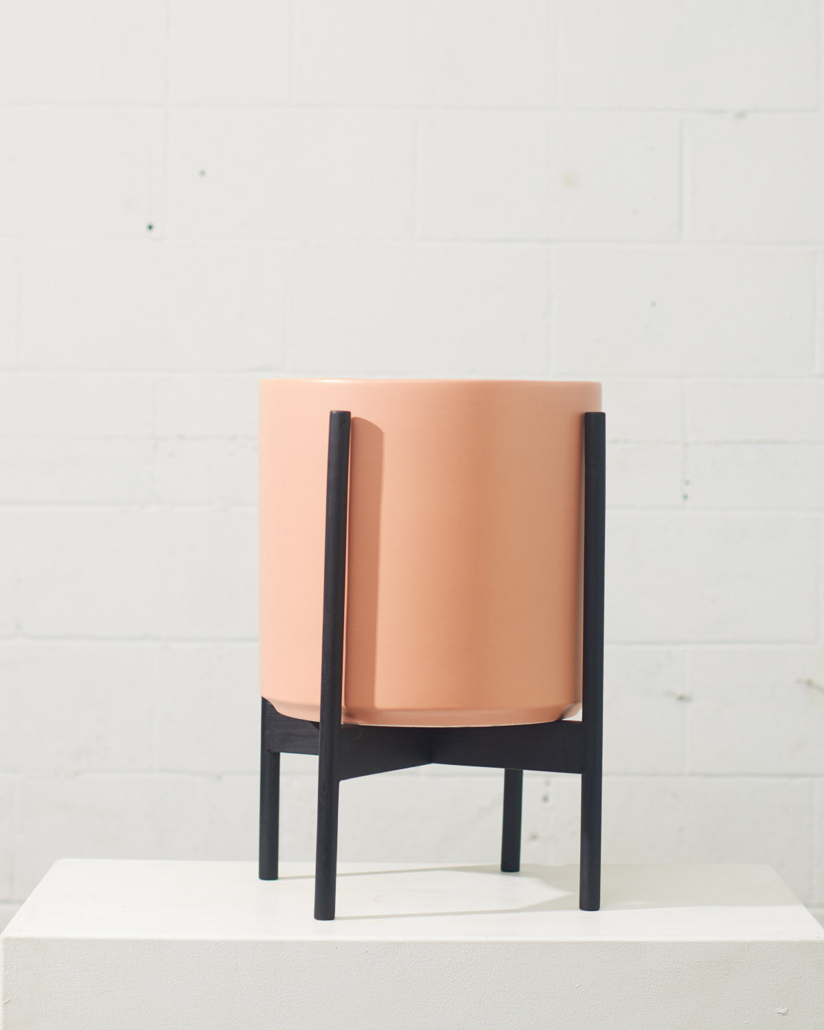 12 Inch REVIVAL CERAMICS PEACHY COTTA CYLINDER WITH BLACK STAND - Medium