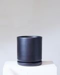 Black California Pot with Drainage and Tray | 14 inch Diameter